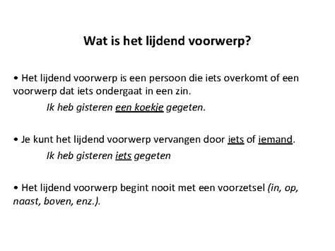 wat is een lijdend voorwerp in een zin